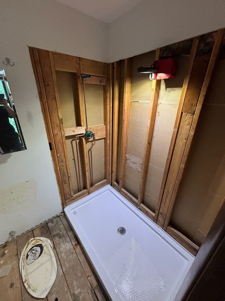 Shower Renovation with New Valve and Acrylic Pan